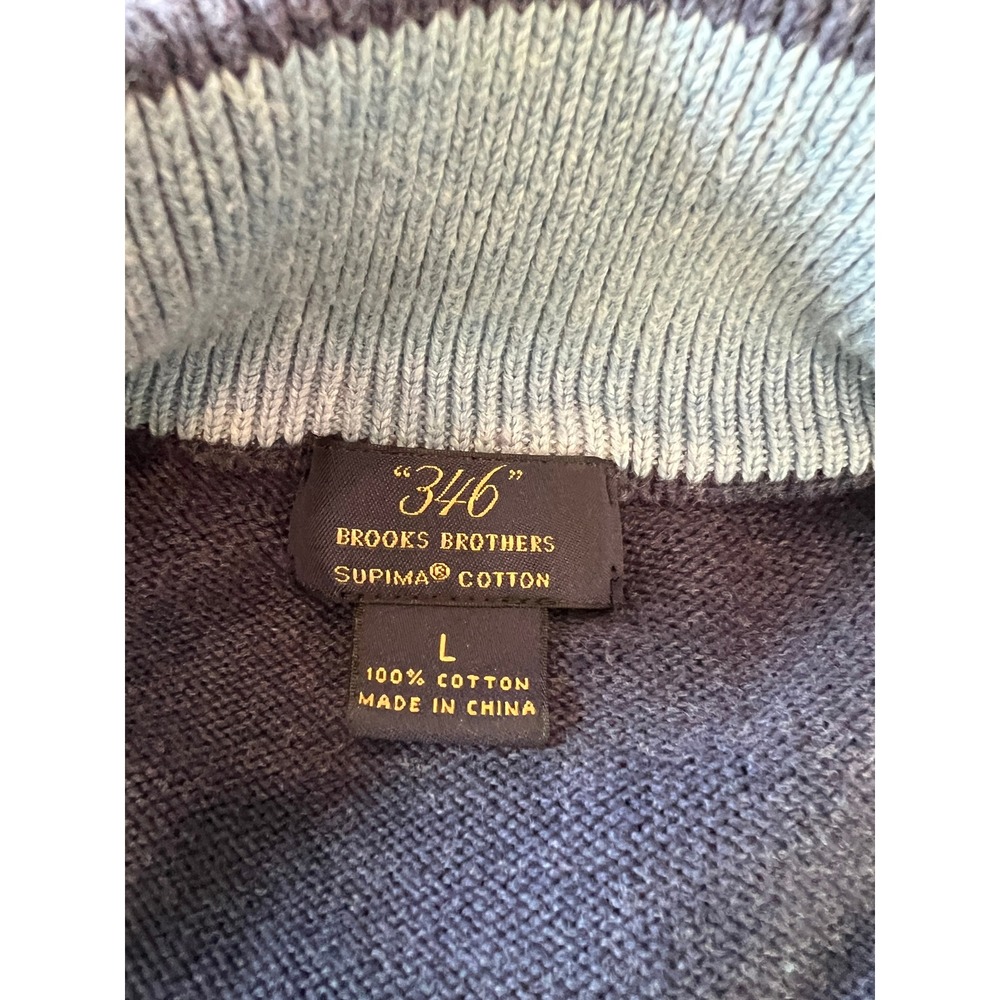 Brooks Brothers Sweater Mens L Blue 346 Supima Cotton Full Zip Mock Neck Knit - Picture 3 of 8